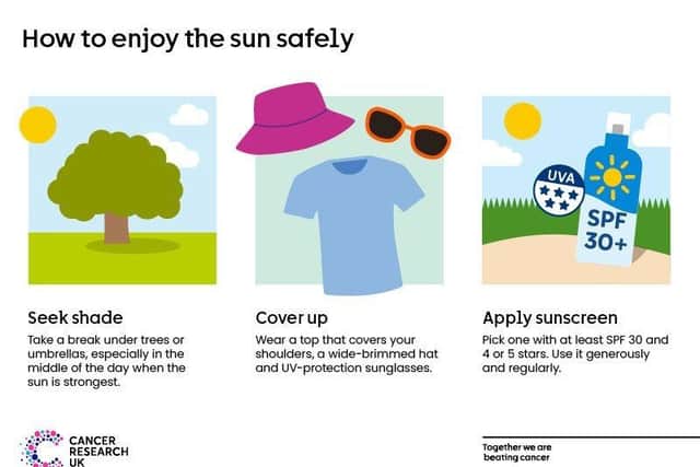 Tips from Cancer Research UK on how to enjoy the sun safely