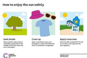 Tips from Cancer Research UK on how to enjoy the sun safely