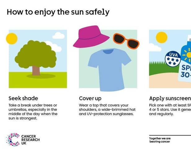 Tips from Cancer Research UK on how to enjoy the sun safely