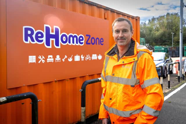 Councillor Adam Tilbury at one of Leicestershire's new ReHome Zones