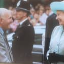 Geoff Woodward reunited with Her Majesty during her 1996 visit to Melton