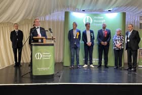Some of the Melton & Syston candidates pictured on stage during the General Election result announcement early this morning (Friday), from left, Andy Konieczko (Lib Dem), Alastair McQuillan (Green), Zafran Khan (Lab), Marilyn Gordon (Ind) and Pete Morris (Reform UK)