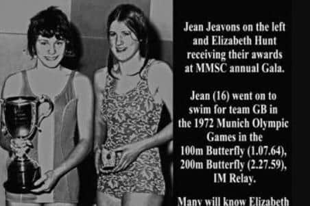 Jean Jeavons (left), who went on to swim for Great Britain at the Munich Olympics