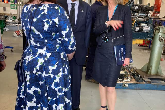 Education Minister, Nadhim Zahawi chats to SMB College Group principal, Dawn Whitemore