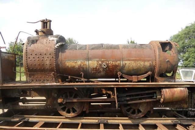 The rusting Lord Granby pictured before its restoration - it had been in a field for more than 40 years after being decommissioned in the 1960s