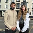 Liam Patel and Patrycja Książek outside The Harboro Hotel in Melton