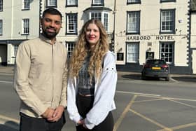 Liam Patel and Patrycja Książek outside The Harboro Hotel in Melton