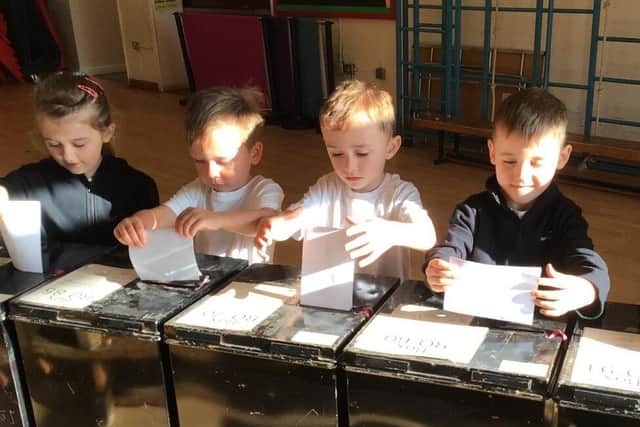 Great Dalby Primary School cast their votes on a special election day