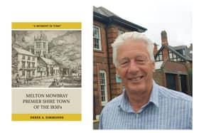Derek Simmonds and the cover of his new Melton history book