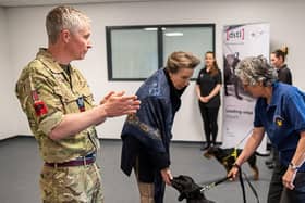 HRH Princess Royal visits the Defence Animal Training Regiment (DATR) at Remount Barracks, Melton Mowbray (Copyright, MOD 2022)