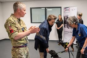 HRH Princess Royal visits the Defence Animal Training Regiment (DATR) at Remount Barracks, Melton Mowbray (Copyright, MOD 2022)