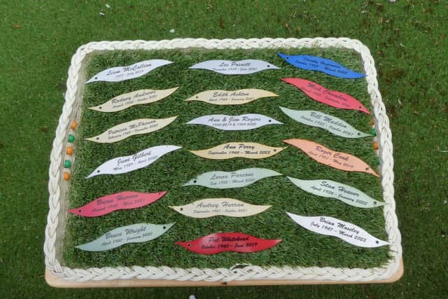 The new leaves which were added to Gretton Court's memory tree for people who have passed away recently
