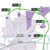 The route of the MMDR and where it will pass to the north and east of Melton Mowbray