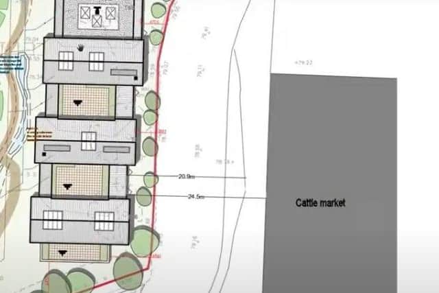 Plans for the dementia care home in Pera Business Park showing its proximity to the town's cattle market site