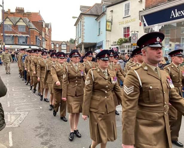 Serving men and women take part in last year's annual Remembrance Sunday parade through Melton Mowbray