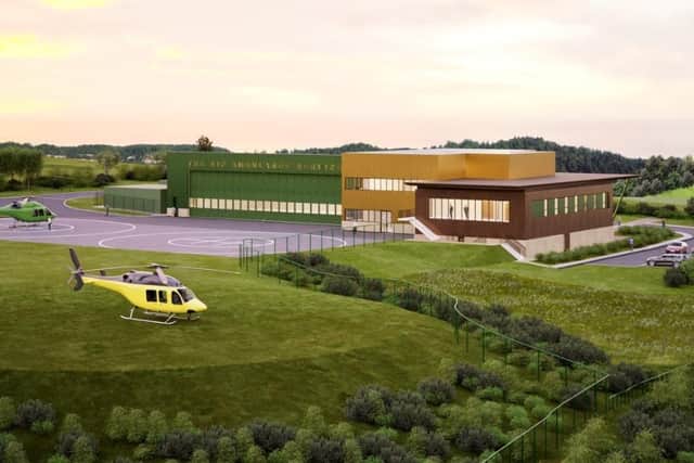 A computer image of what the new air ambulance base will look like at Catthorpe