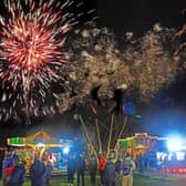 Fireworks light up the sky above Play Close at a previous bonfire and Halloween event