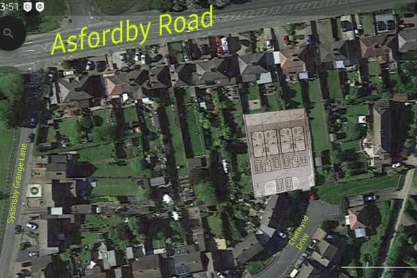 A map showing where the new houses would be built on residential garden off Asfordby Road, Melton