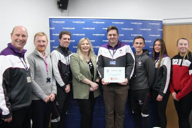 Loughborough College is presented with the AoC Sports three-star Plaque