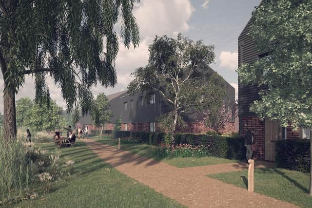 A computer image of the planned housing development on the old Jeld-Wen site at Melton Mowbray