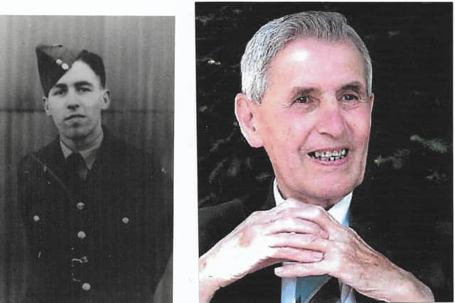 John Dawson pictured in his wartime RAF uniform and in later years