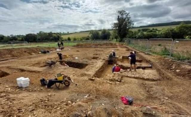 Archaeologists work at the site of the Roman villa in Rutland