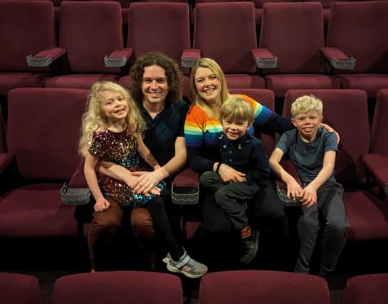 Jacob and Bryony Mundin, with children Milo, Robyn and Asher, at The Regal cinema in Melton