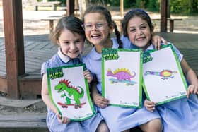 From left, Willow, Lilija, and Sofia - pupils from St Bartholomew’s Church of England Primary School in Quorn - who had their their designs selected for one of the trails.