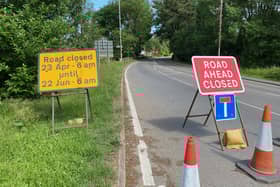Signs on the A607 at Thorpe Arnold warning drivers that the road is currently closed