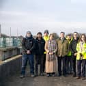 Floods Minister Emma Hardy visiting Melton in January - MP Edward Argar (centre) is also pictured at the meeting