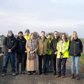 Floods Minister Emma Hardy visiting Melton in January - MP Edward Argar (centre) is also pictured at the meeting
