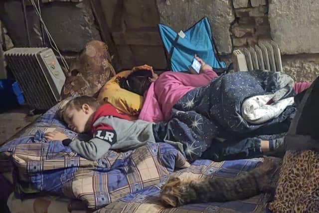 Yehor and his mum Nataliia asleep in the basement while the war rages above them in Ukraine