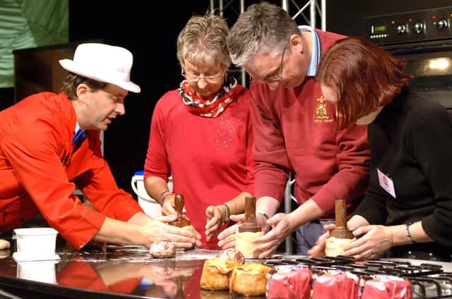 Stephen Hallam demonstrates how to hand-raise a Melton pork pie - he will be at PieFest to show this iconic skill once again