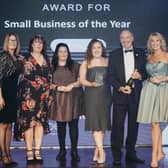 SMB College Group's Principal, Dawn Whitemore, left, with three representatives from the charity Menphys and the event host