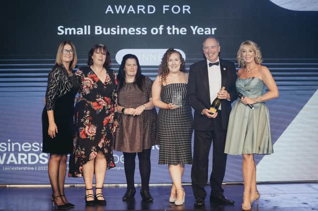 SMB College Group's Principal, Dawn Whitemore, left, with three representatives from the charity Menphys and the event host