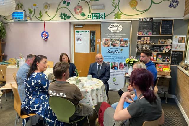 The then Education Secretary Nadhim Zahawi and Melton MP Alicia Kearns pictured on a visit to the country park cafe earlier this year where they learned more about the work of Welly's Workplace