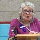 Councillor Marilyn Gordon pictured during her acceptance speed at the Melton Borough Council elections in May 2023