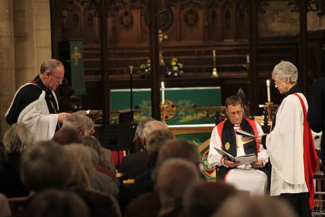 A scene from last night's service at St Mary's Church, Melton, where Rev Mary Barr was officially licensed as Team Rector
PHOTO PHIL BALDING