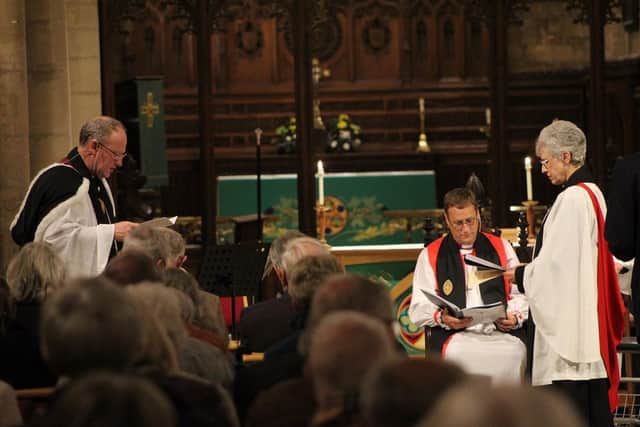 A scene from last night's service at St Mary's Church, Melton, where Rev Mary Barr was officially licensed as Team Rector
PHOTO PHIL BALDING
