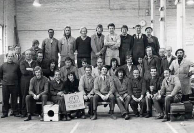 Staff in the pattern shop at Holwell Works pictured in 1973