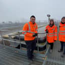 Severn Trent Water employees overlooking the aerated sludge plant - one of the new features at Melton Sewage Treatment Works installed as part of a £39M upgrading of the site