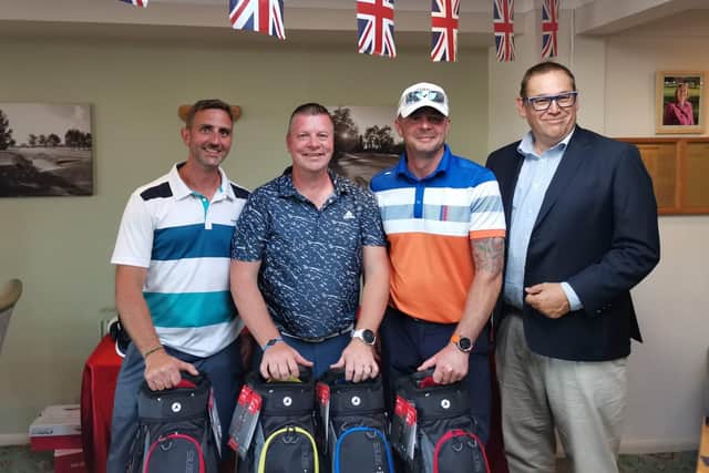 Three of the winning team in the Stilton Open with Clive Watts, Melton vice-captain.