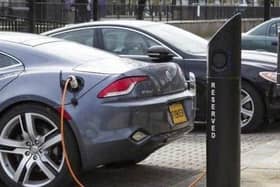 An electric car being charged