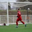 Kairo Edwards-John scores against Eastwood. Photo by Mark Woolterton.