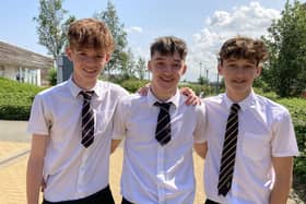 John Ferneley College students, from left, Jake Scoffield, Josh Heard and Max Street, who helped save a boy from drowning in the River Wreake at Kirby Bellars