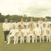 The two teams and umpires prepare for action.