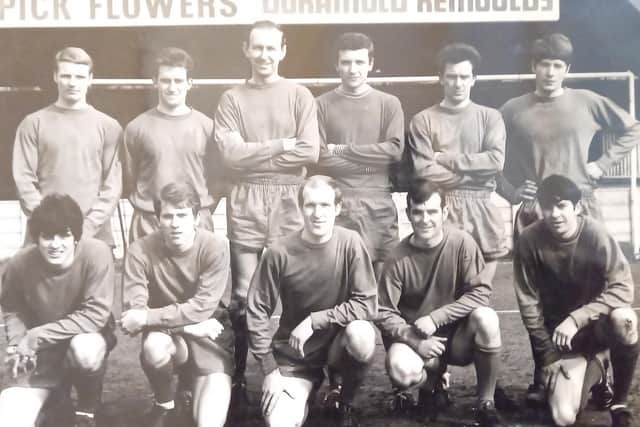 Jonny Garland (extreme left of front row) pictured with team-mates when he played for Grantham Town Reserves
