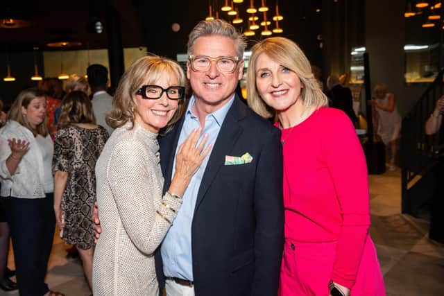 Anne Davies (left) at a party to celebrate her 40 years in television with broadcast colleagues Ross Kelly and Kay Adams