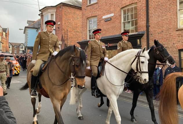 Soldiers on horseback from Melton's remount barracks taking part in last year's Remembrance Sunday parade