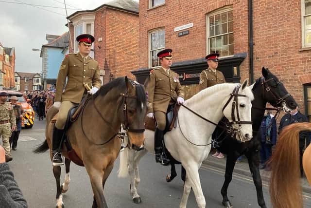 Soldiers on horseback from Melton's remount barracks taking part in last year's Remembrance Sunday parade